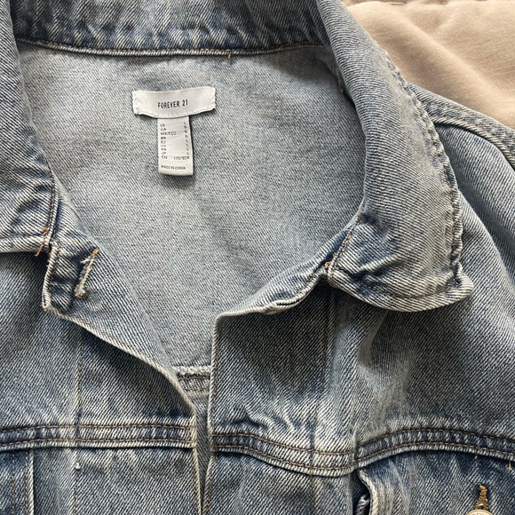 Forever 21 SzL Long Line Denim Jacket - Picture 3 of 5